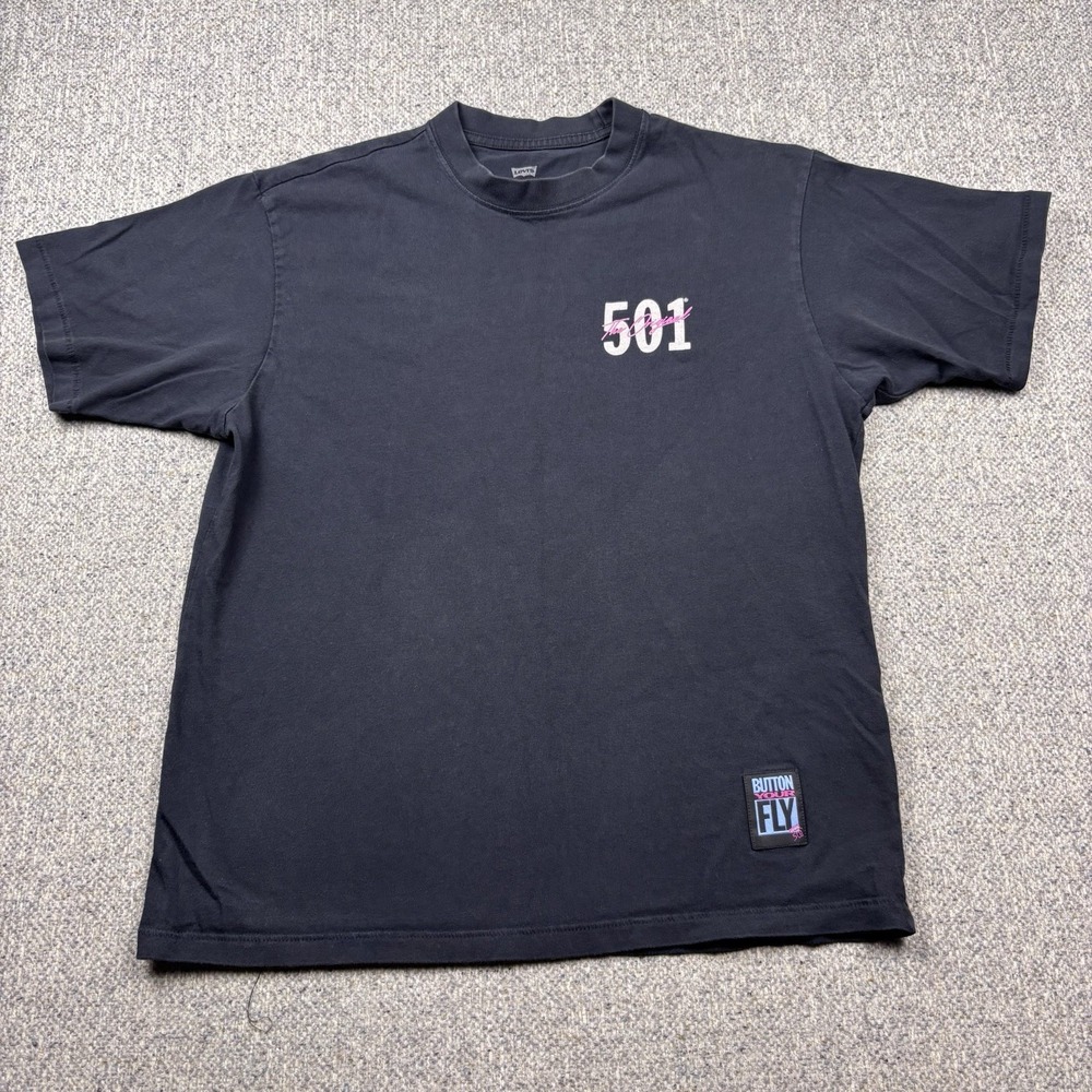 Levi's 501 Vintage On The Fly‎ Graphic T-Shirt Black Men's Size Small